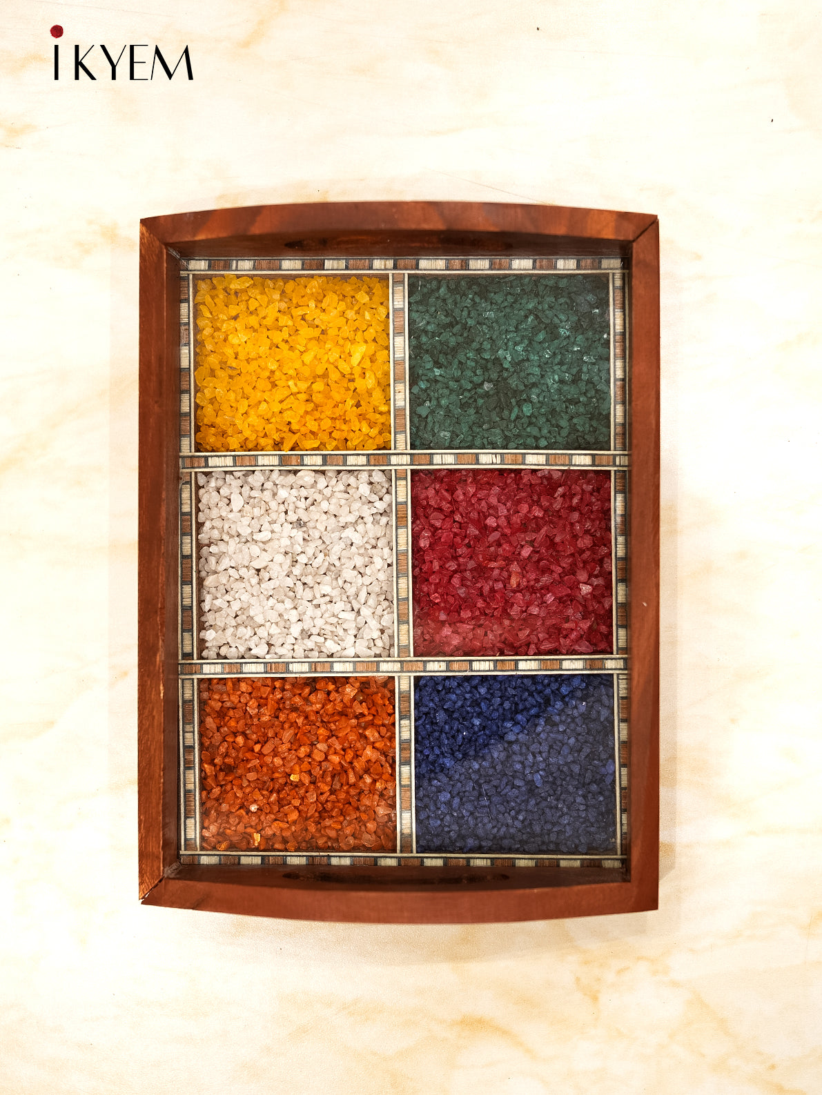 Wooden GemStone Tray (8.5 inches) - Assorted Stone Colors