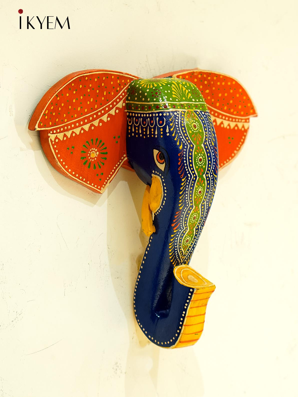 Hand Painted Elephant Mask/Head (10/10.5 inches)