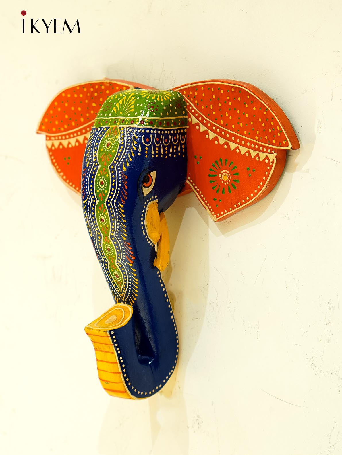 Hand Painted Elephant Mask/Head (10/10.5 inches)