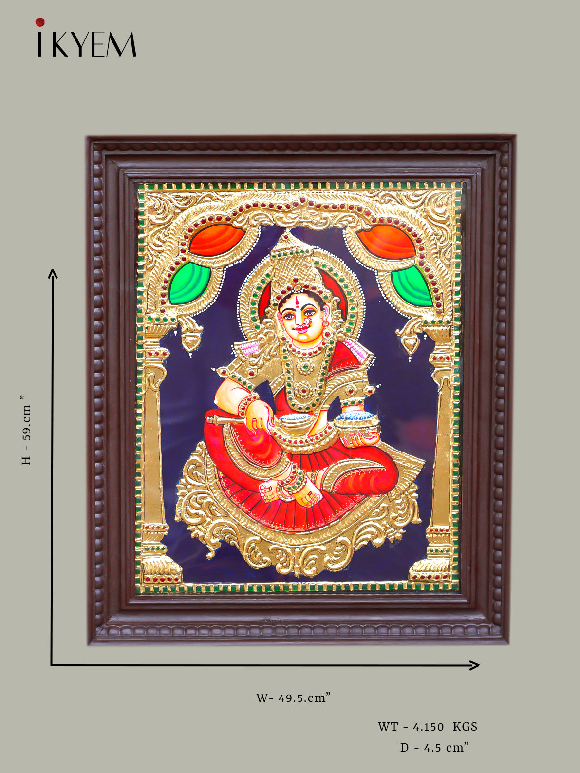 Goddess Annapoorani - Tanjore painting - 4IJ21019