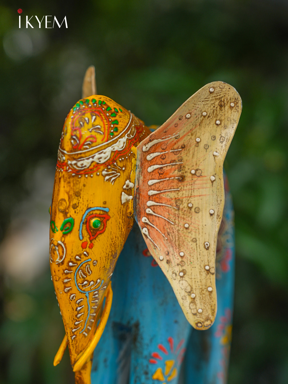 Cute Hand Painted Wood & Iron Elephant - 4IJ24028