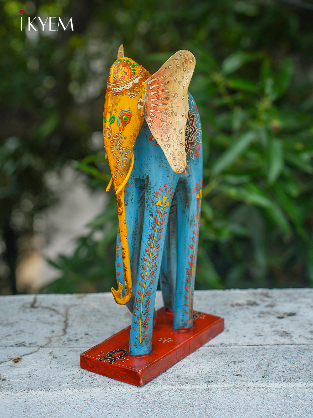 Cute Hand Painted Wood & Iron Elephant - 4IJ24028
