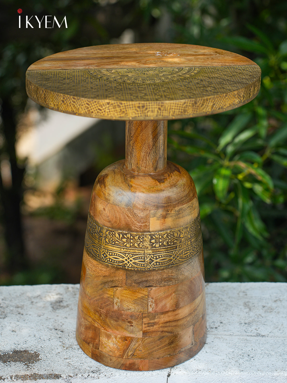 Classy Wood & Brass Corner/Centre Stool
