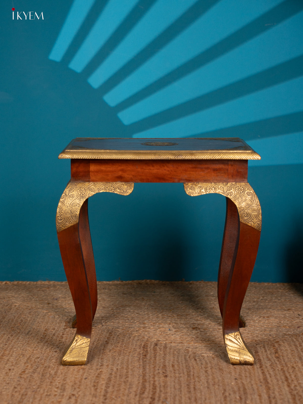 Wooden Brass Fitted Table - 18.1 Inch 4IJ26165