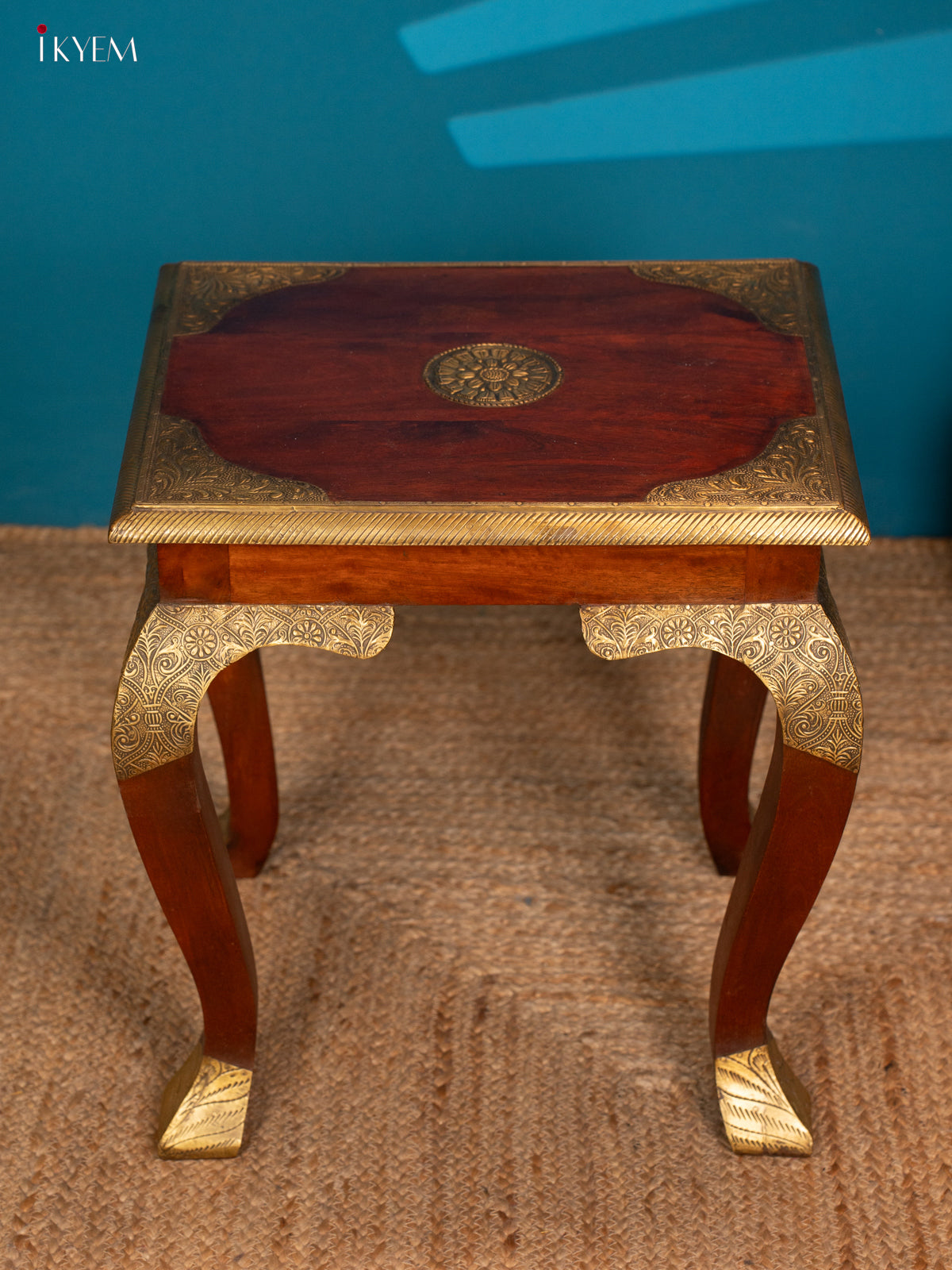 Wooden Brass Fitted Table - 18.1 Inch 4IJ26165