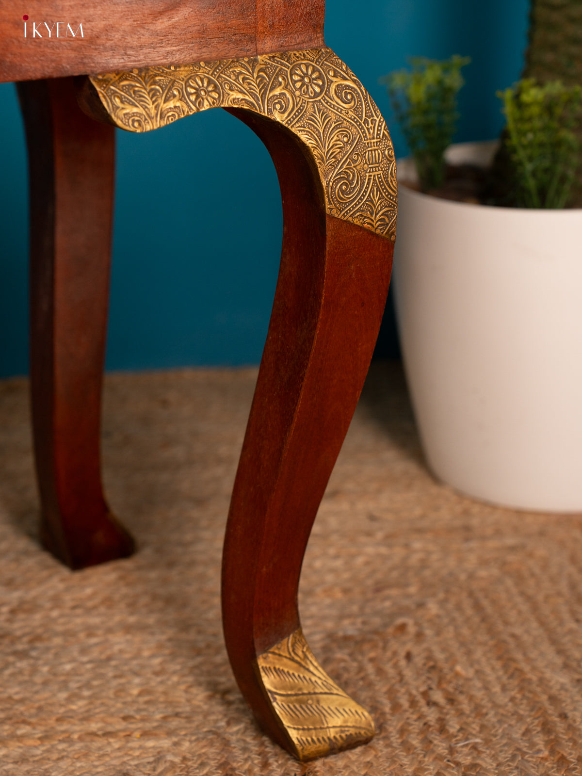 Wooden Brass Fitted Table - 18.1 Inch 4IJ26165