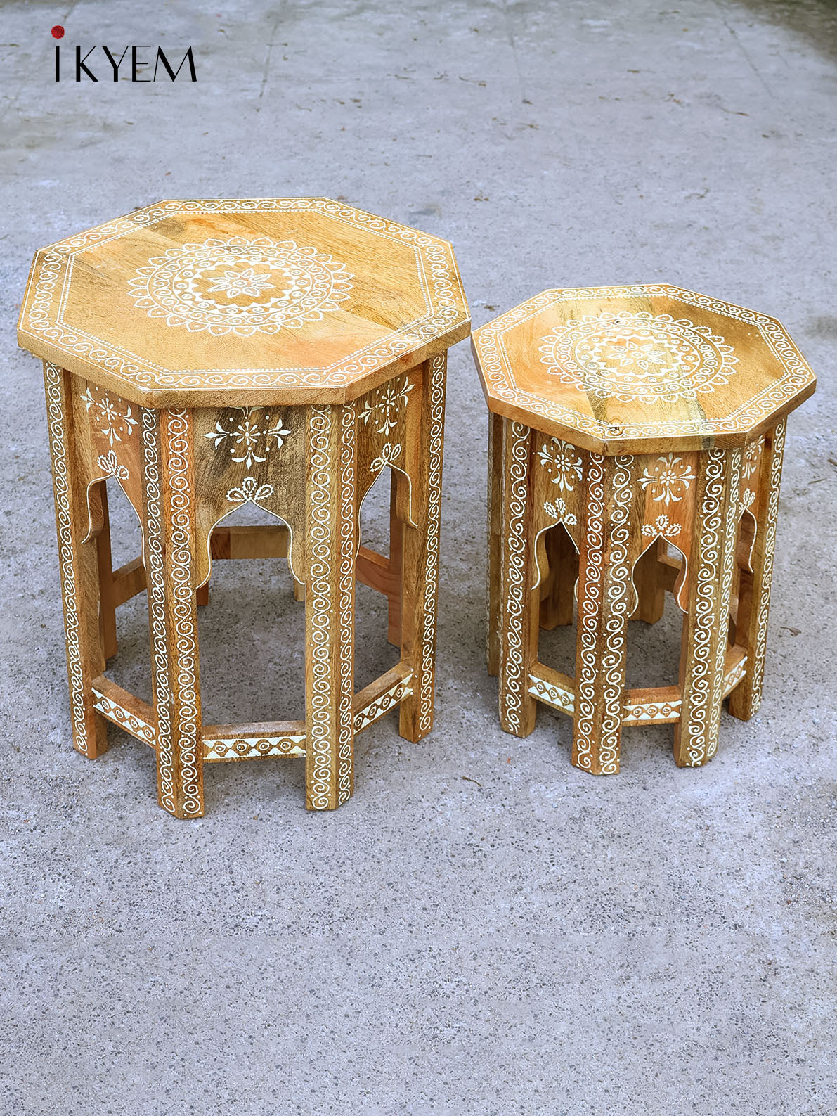 Round wooden table set