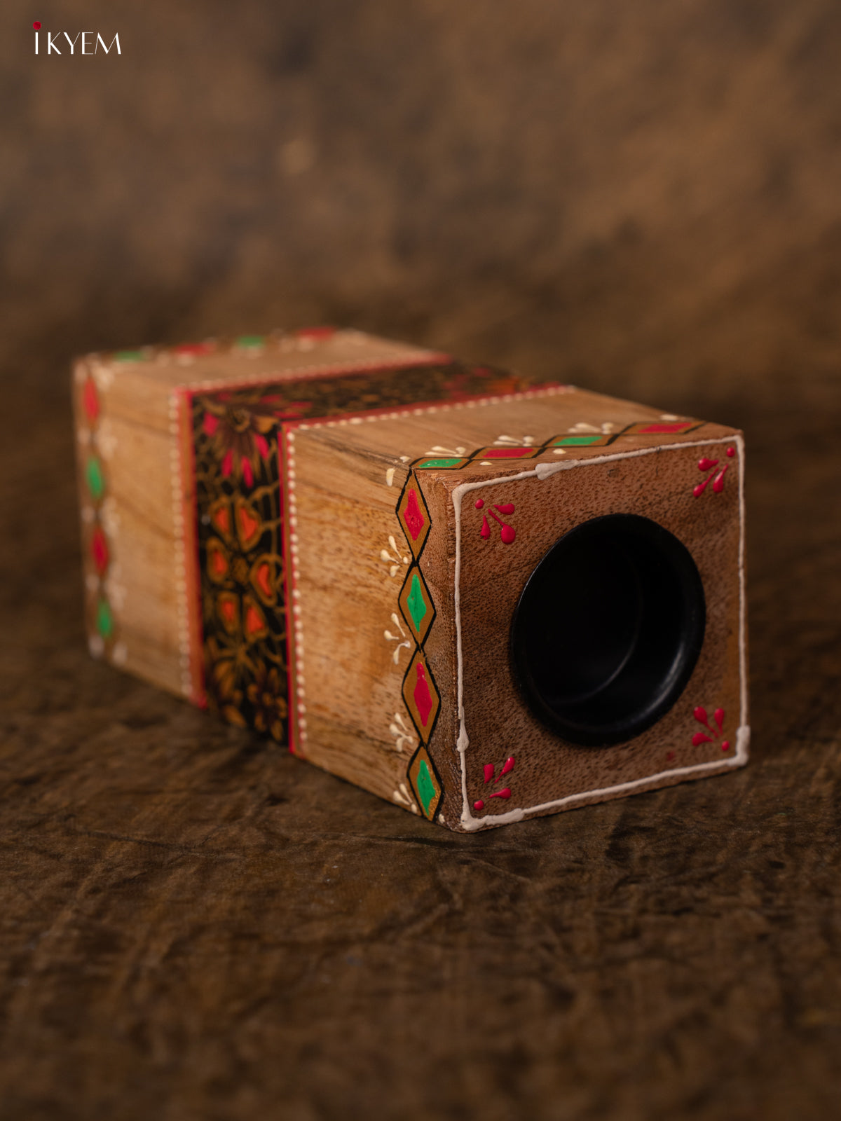 Hand Painted wooden Candel Holder - 7.2 Inch - 4IJ30125