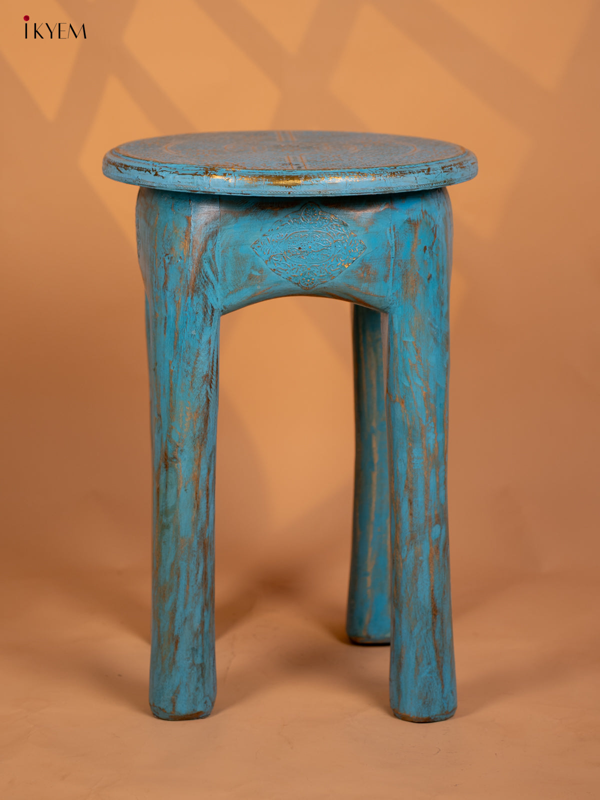 Wooden Elephant Legs Stool Blue - 20.3 Inch - 4IJ26113
