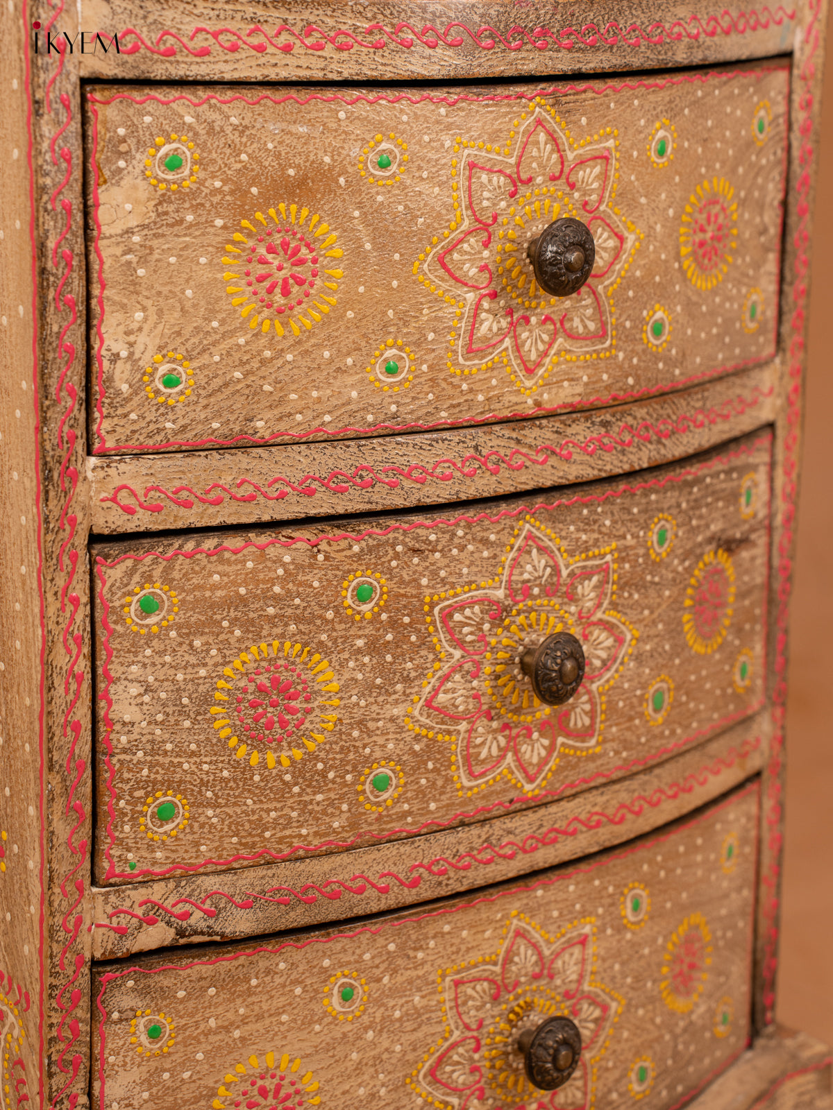 Wooden Hand Painted Bedside Table - (34×15) Inch - 4JJ04040