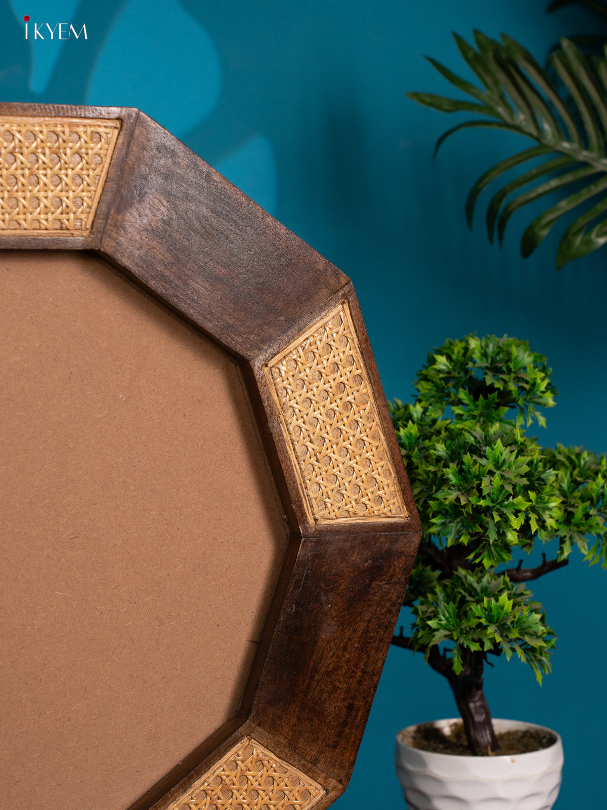 Wooden Frame with Wicker Accents - 28.8 Inch - 4JJ04059