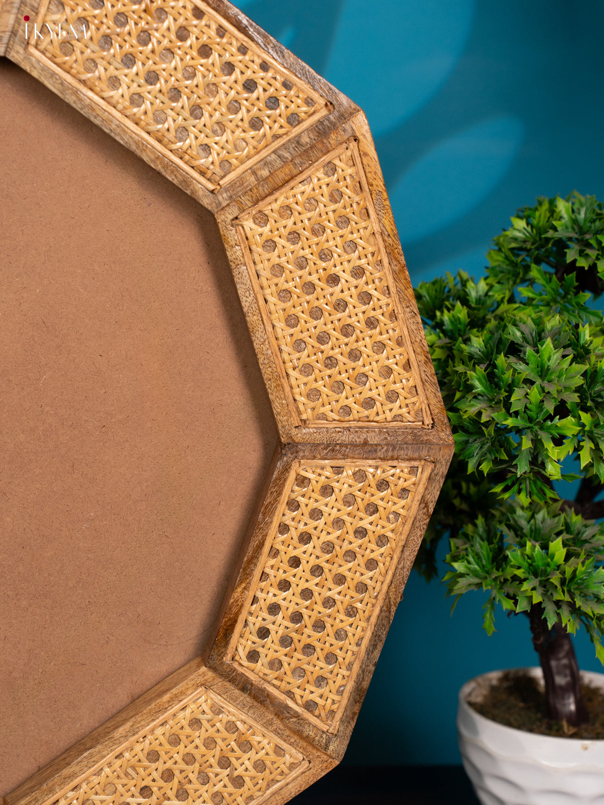 Wooden Frame with Wicker Inlay - 20.8 Inch - 4JJ04060