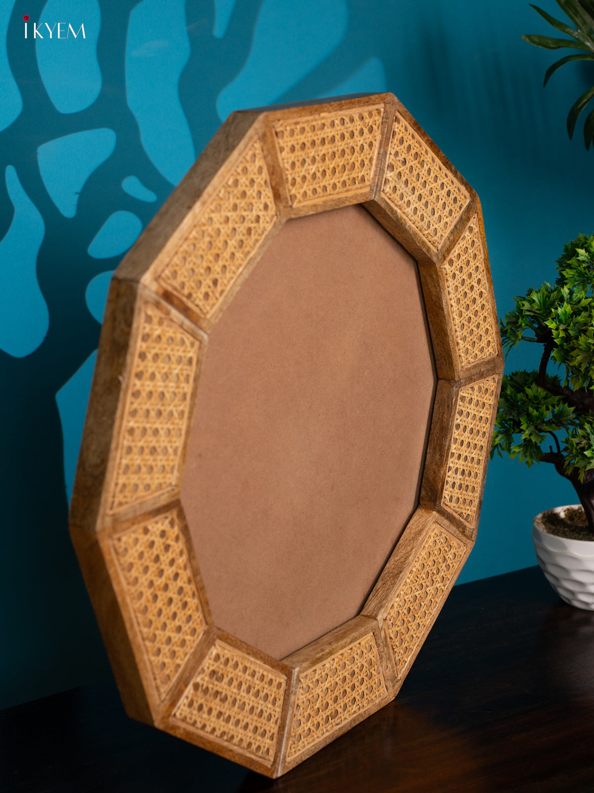 Wooden Frame with Wicker Inlay - 20.8 Inch - 4JJ04060