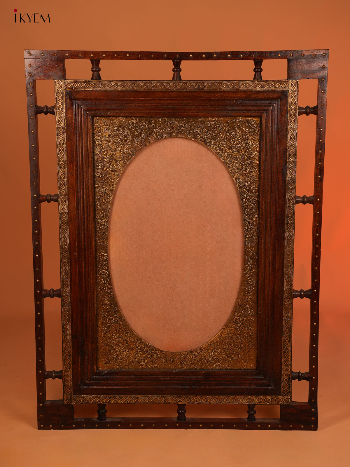 Wooden Brass Fitted Mirror Frame - 39.7 Inch - 4JJ04063