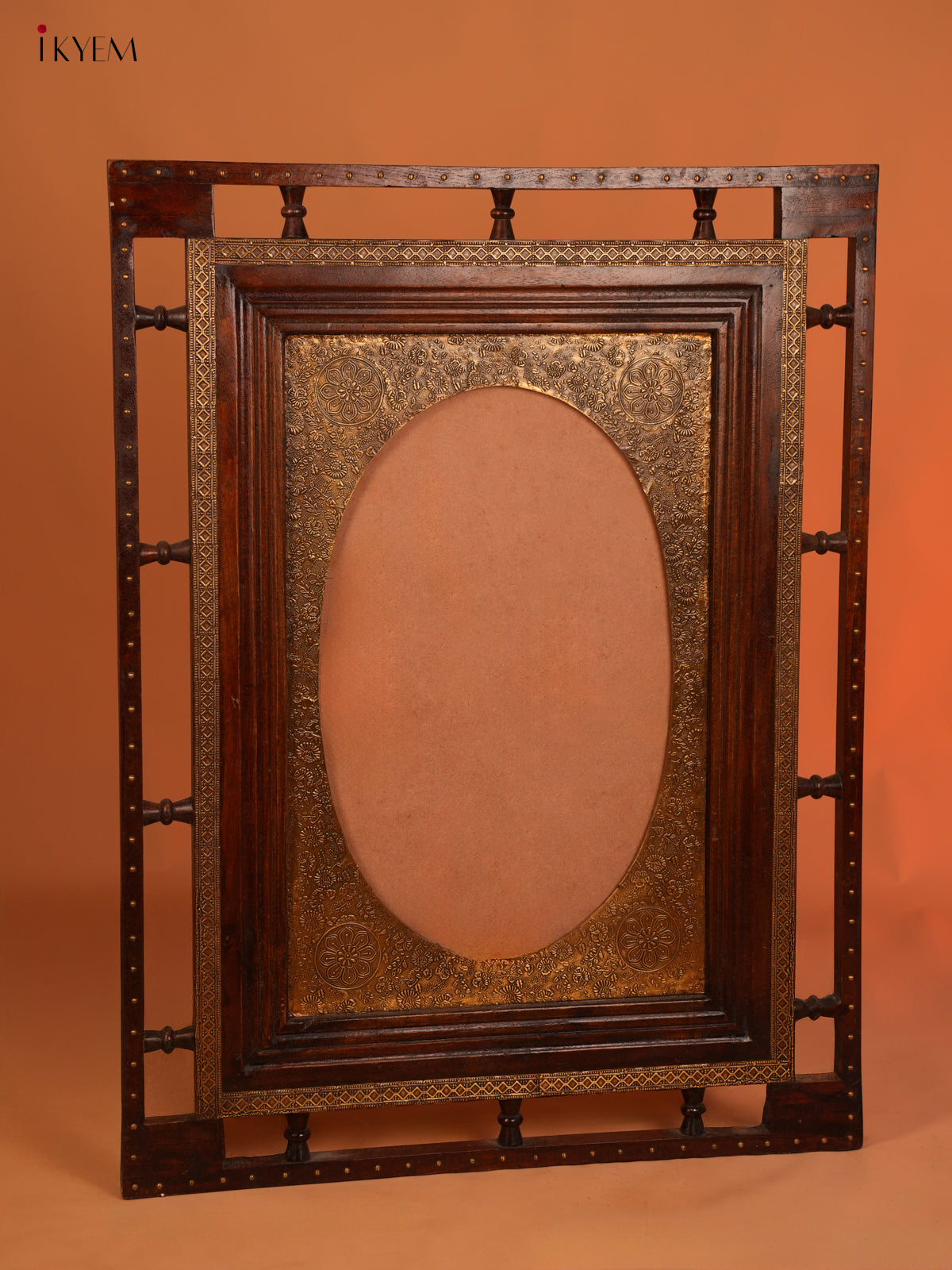 Wooden Brass Fitted Mirror Frame - 39.7 Inch - 4JJ04063