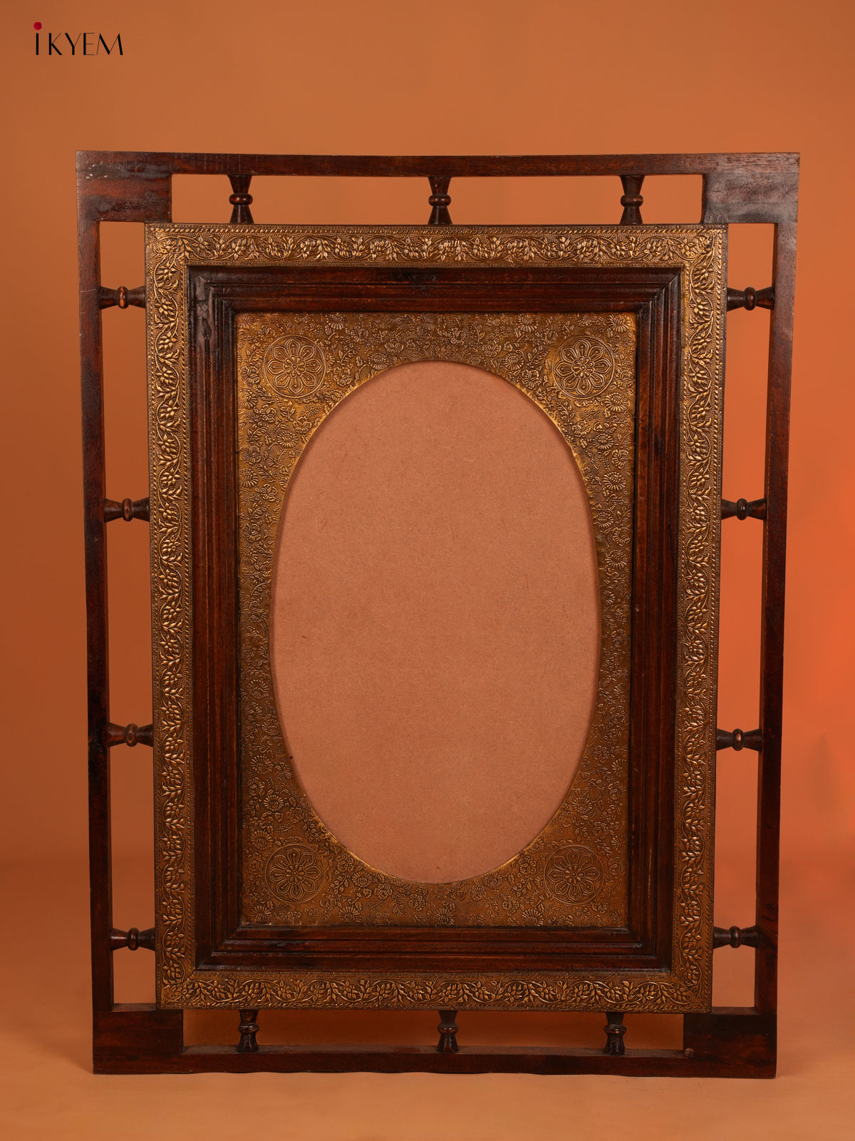 Wooden Brass Fitted Mirror Frame - 39.7 Inch - 4JJ04064