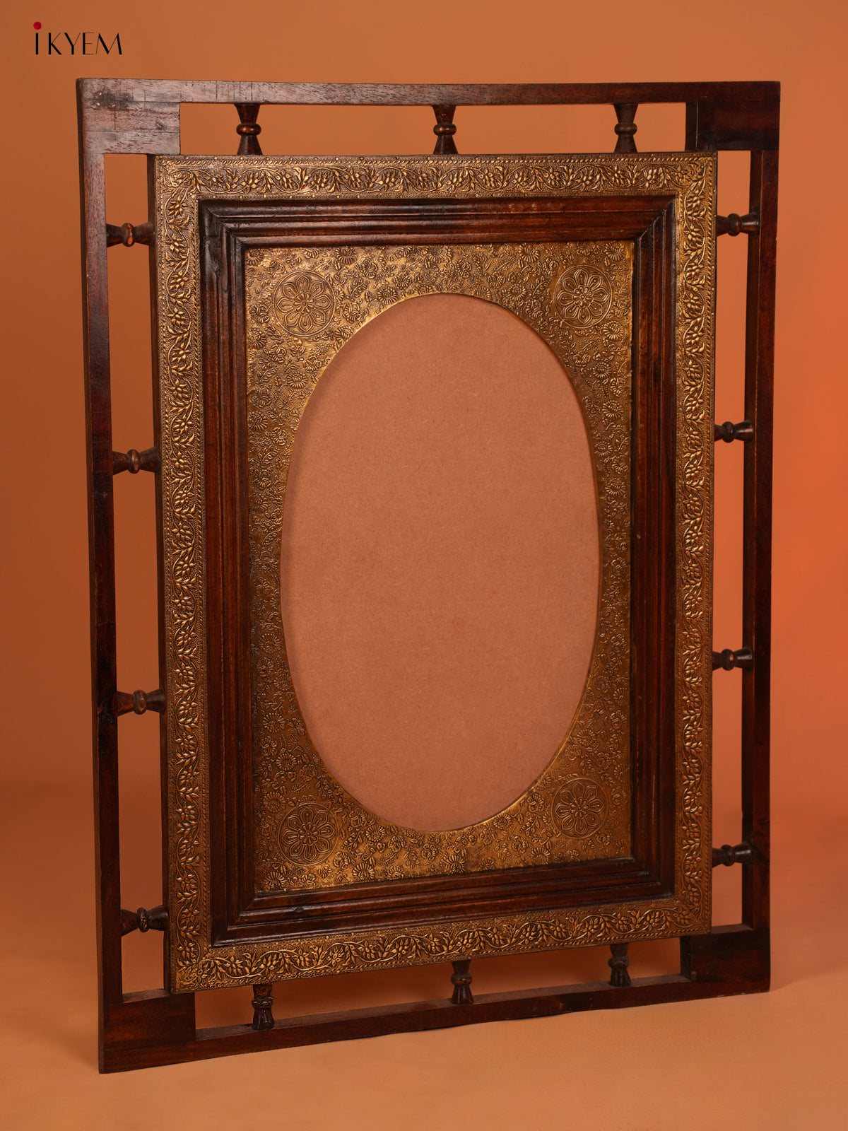 Wooden Brass Fitted Mirror Frame - 39.7 Inch - 4JJ04064