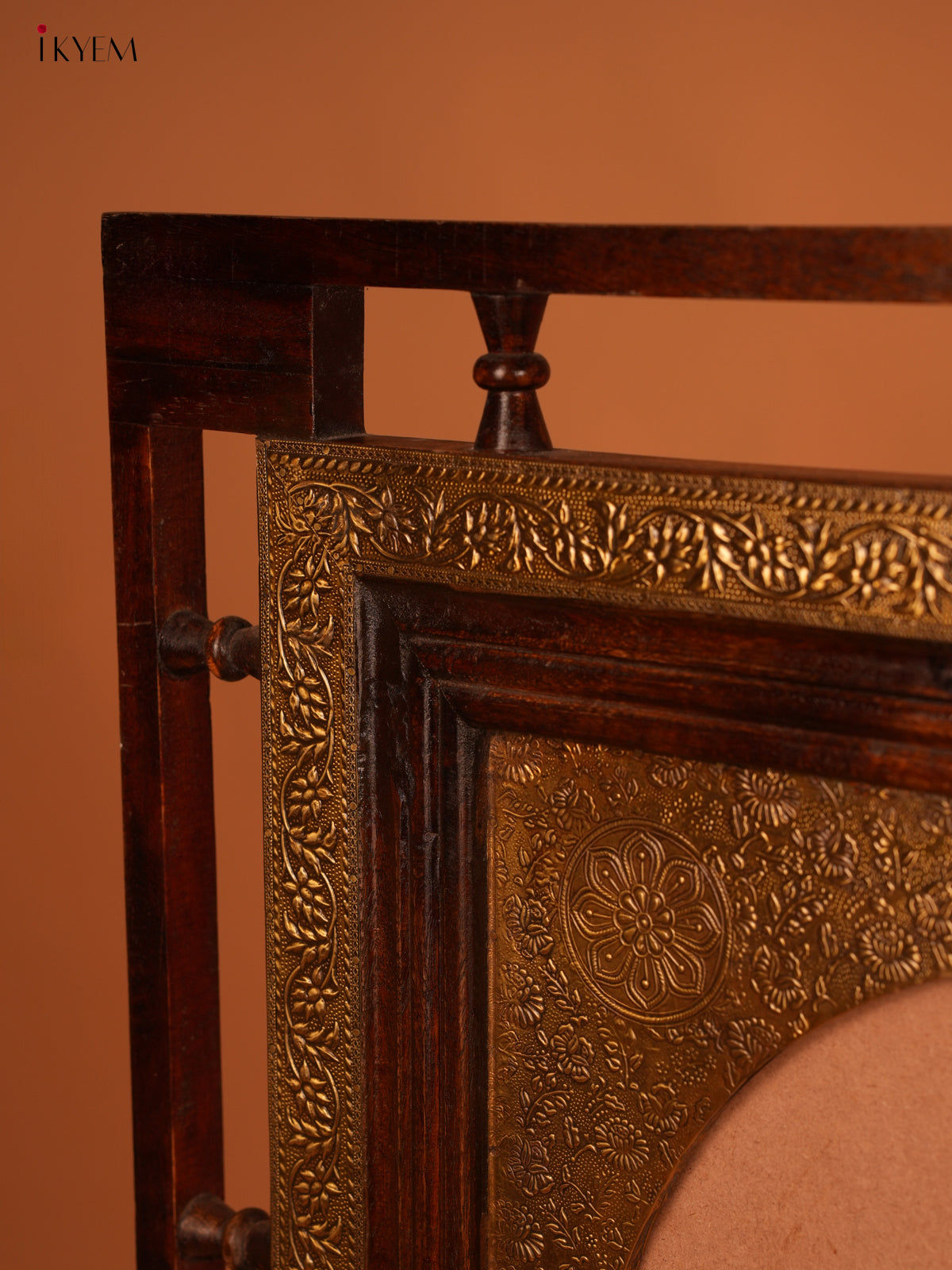 Wooden Brass Fitted Mirror Frame - 39.7 Inch - 4JJ04064