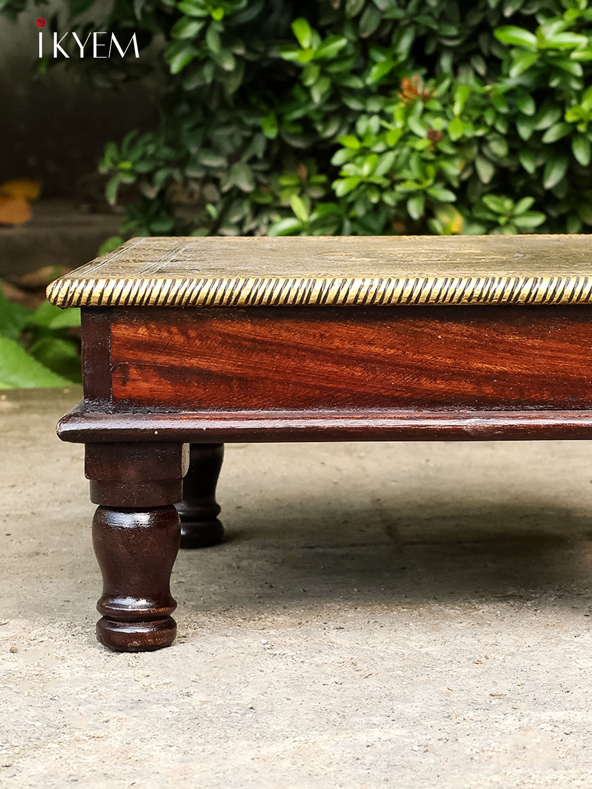 Wooden Bajot with Brass Accent