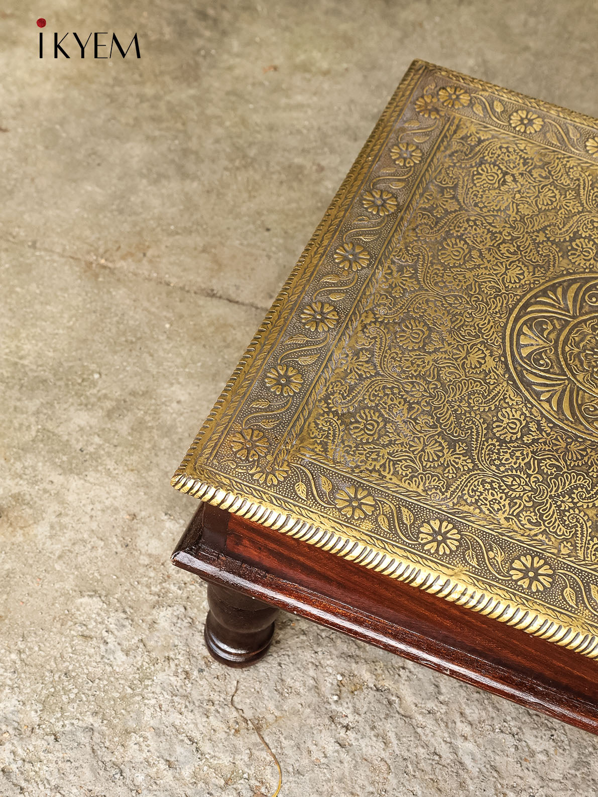 Wooden Bajot with Brass Accent