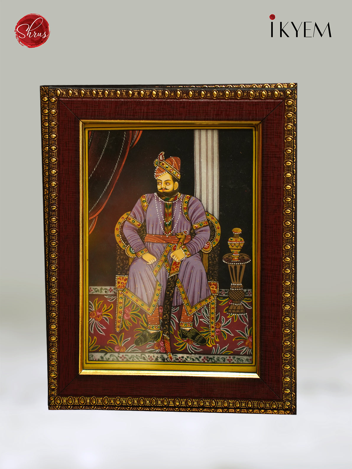 Hand painted king portrait in marble tiles with frame