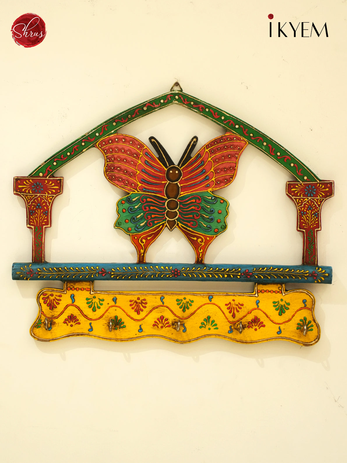 Hand painted wooden Butterfly key holder
