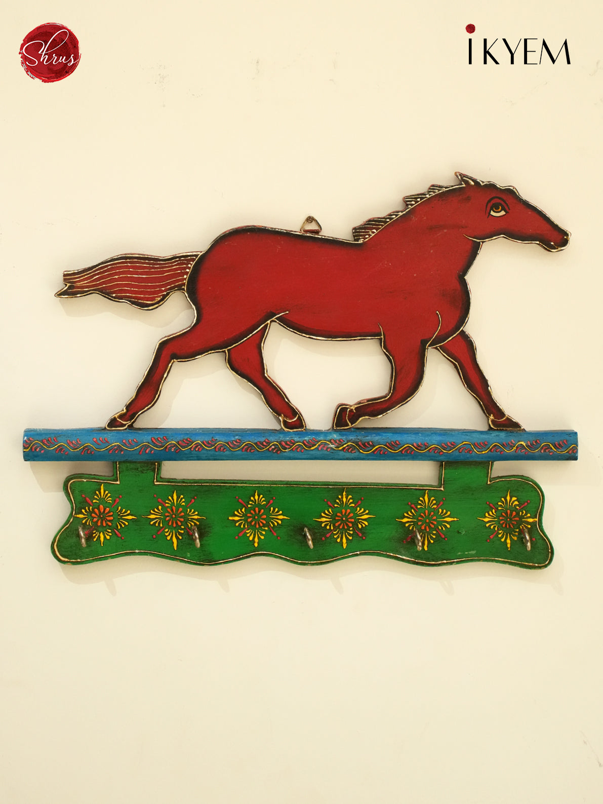 Hand painted horse wooden key holder