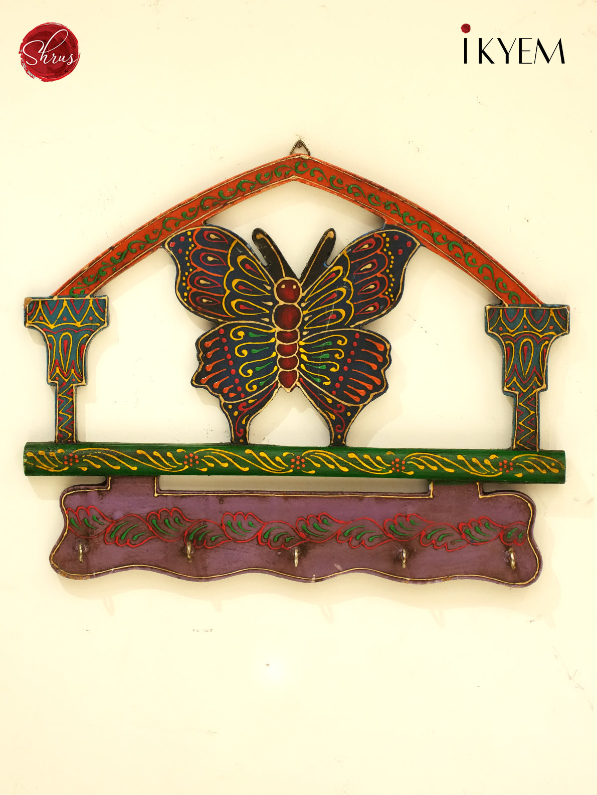 Handpainted wooden butterfly key holder