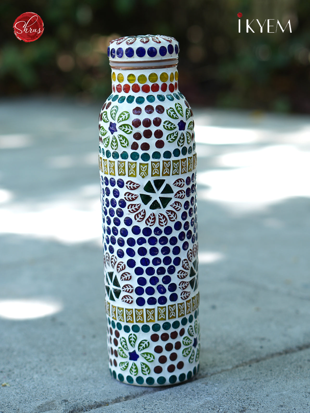Hand painted copper bottle
