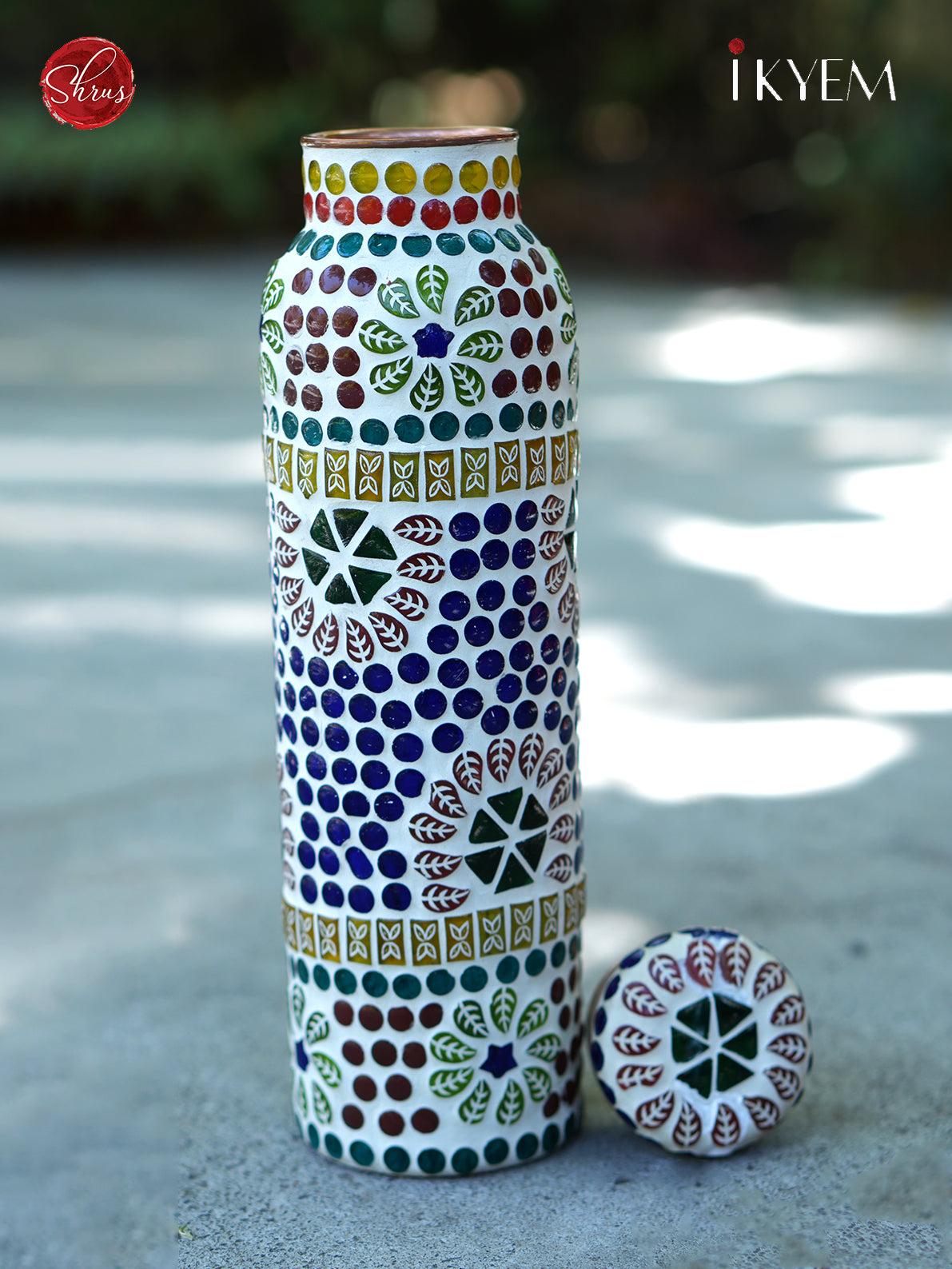 Hand painted copper bottle
