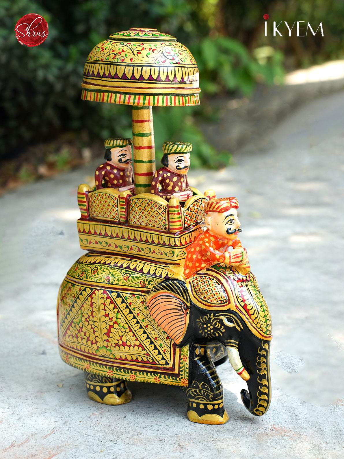 Hand painted ambari elephant with Pure Gold Foil Work