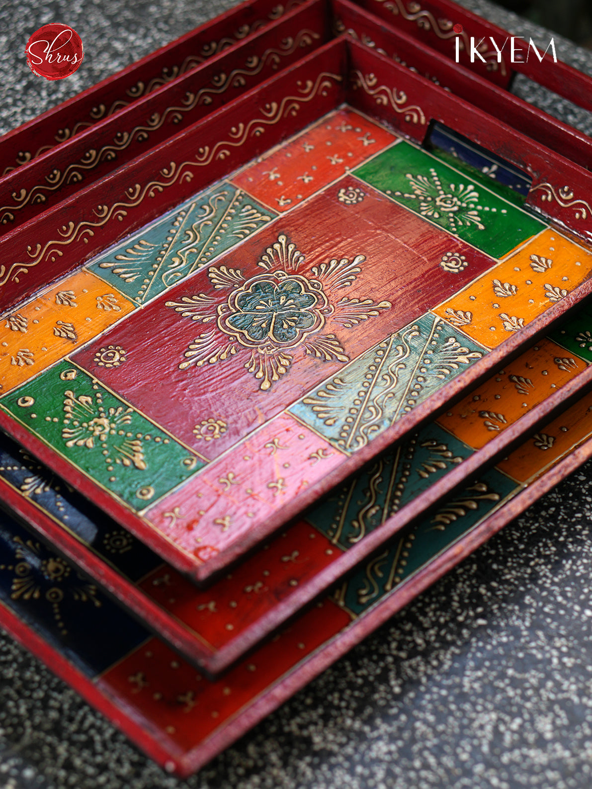 Handpainted wooden trays