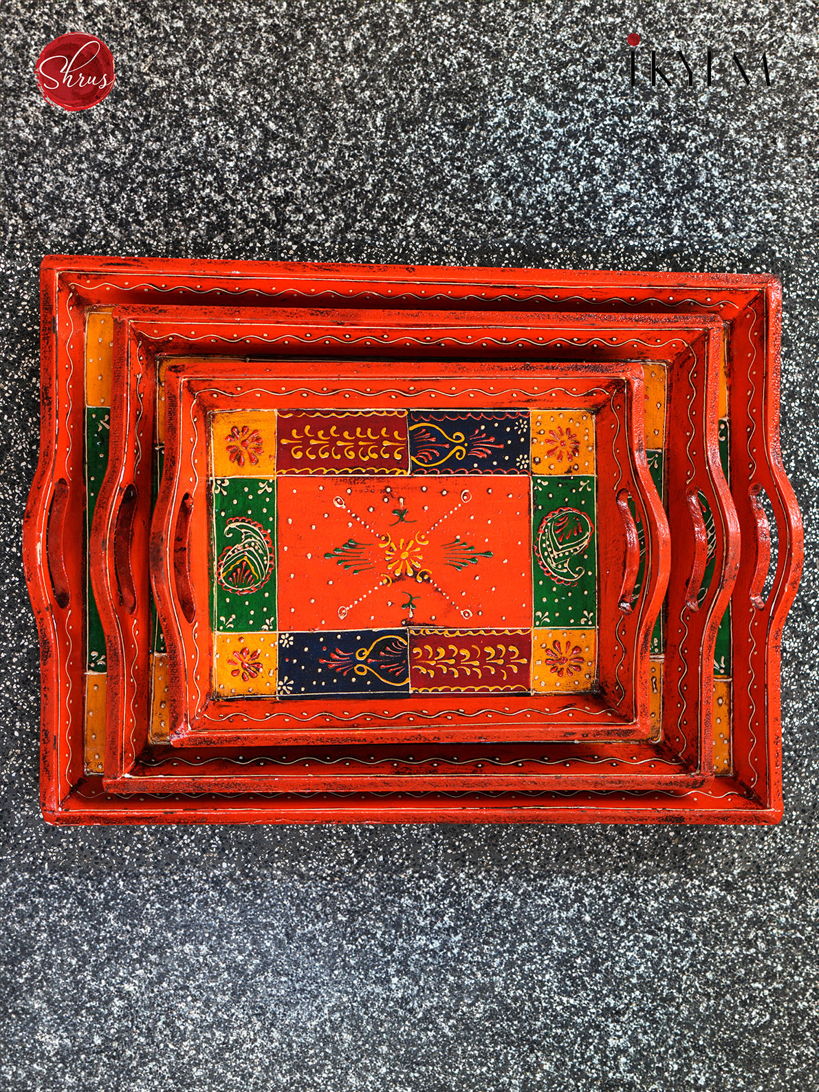 Hand painted wooden trays