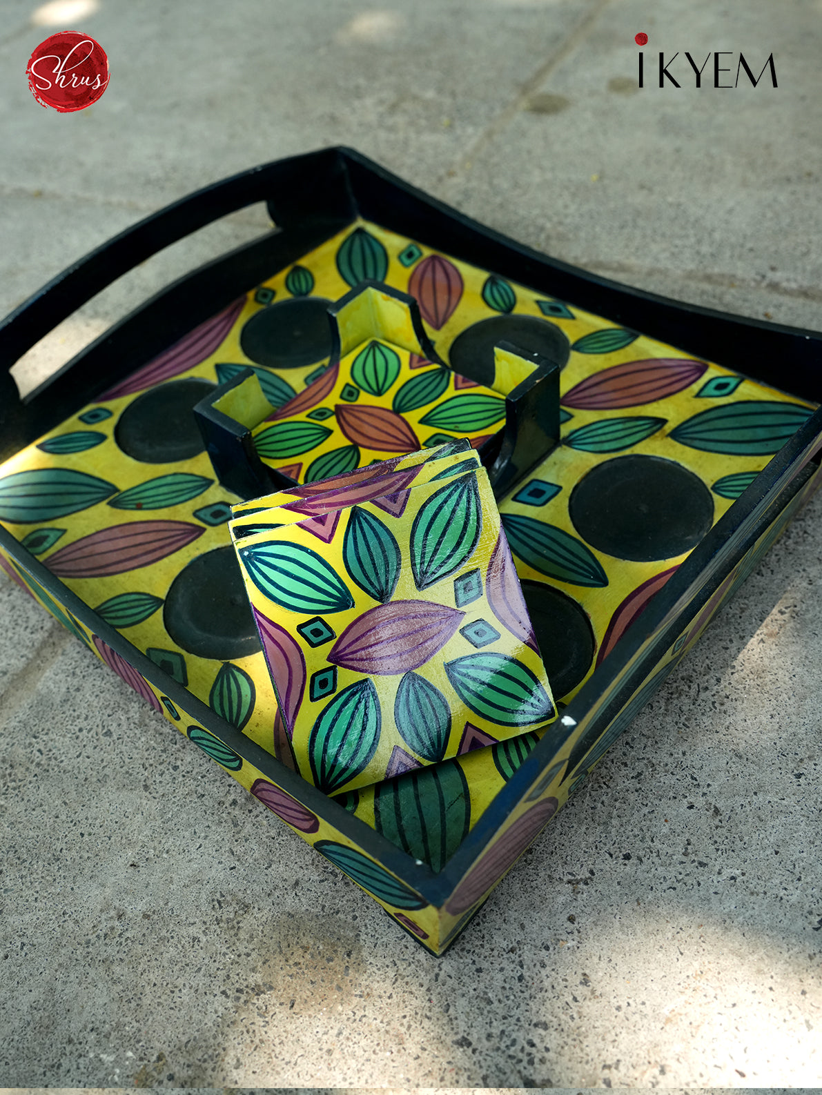 Wooden Tray With Tea Coaster