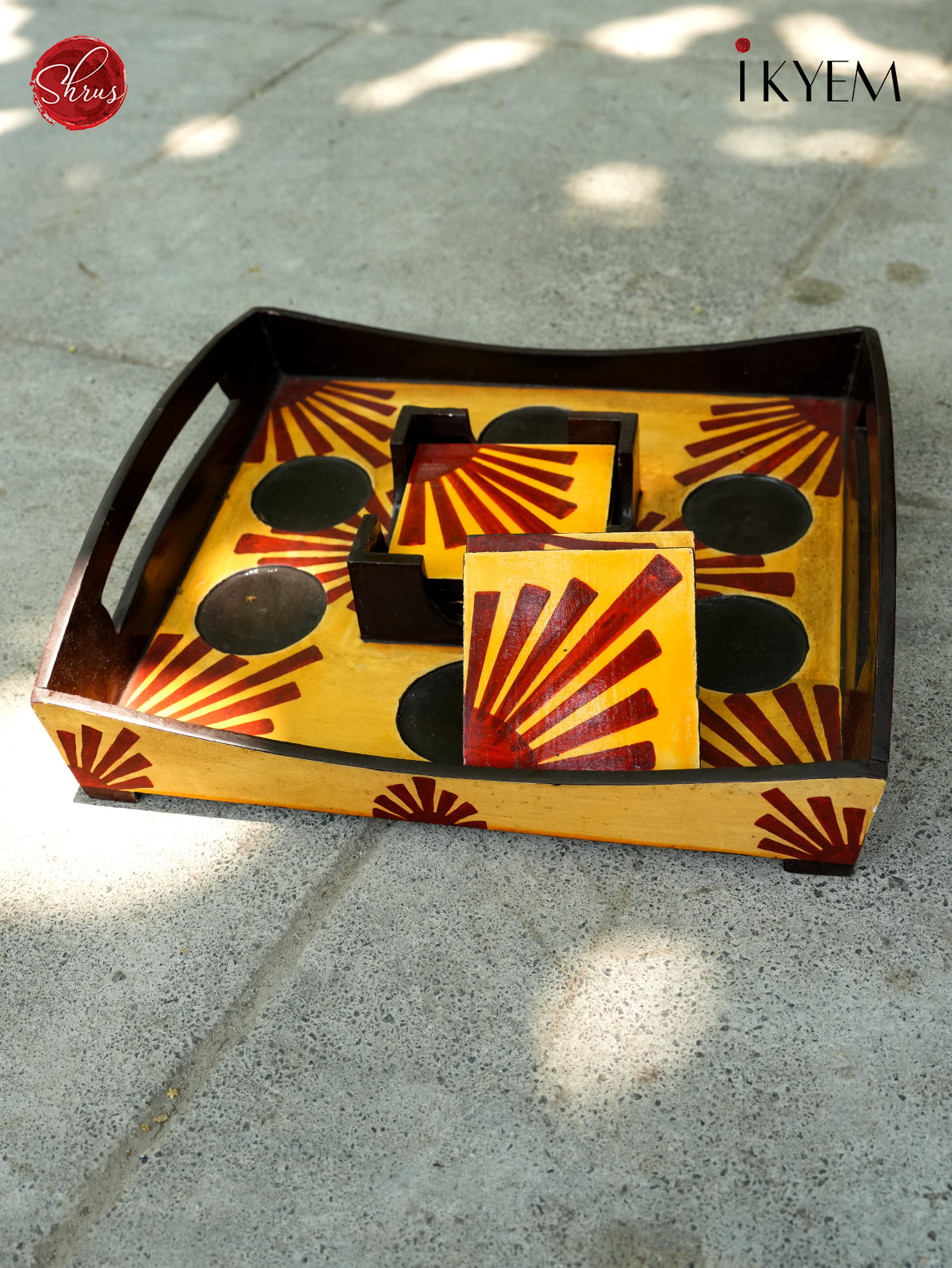 Wooden Tray With Tea Coaster