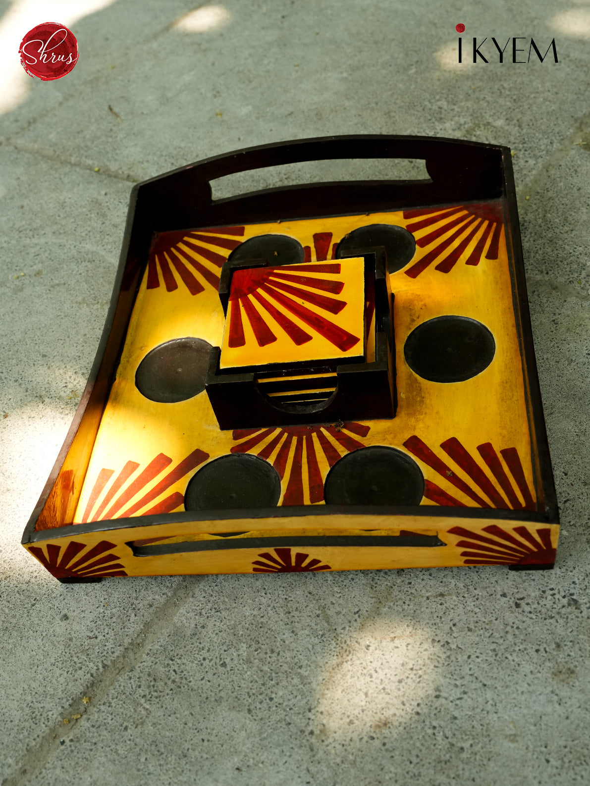 Wooden Tray With Tea Coaster