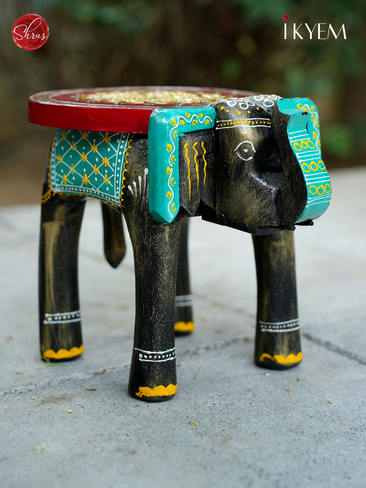 Hand Painted  Elephant Stool