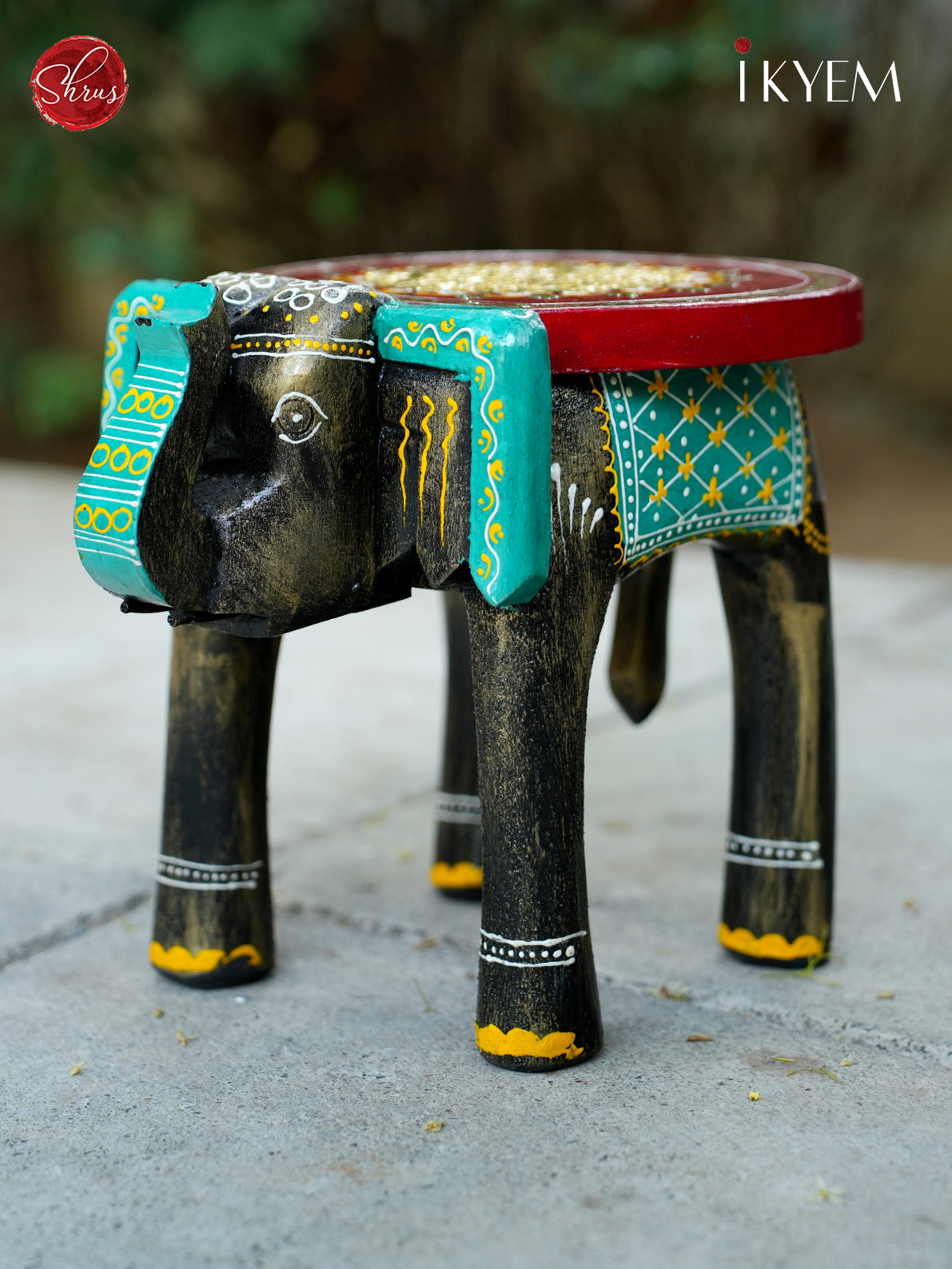 Hand Painted  Elephant Stool