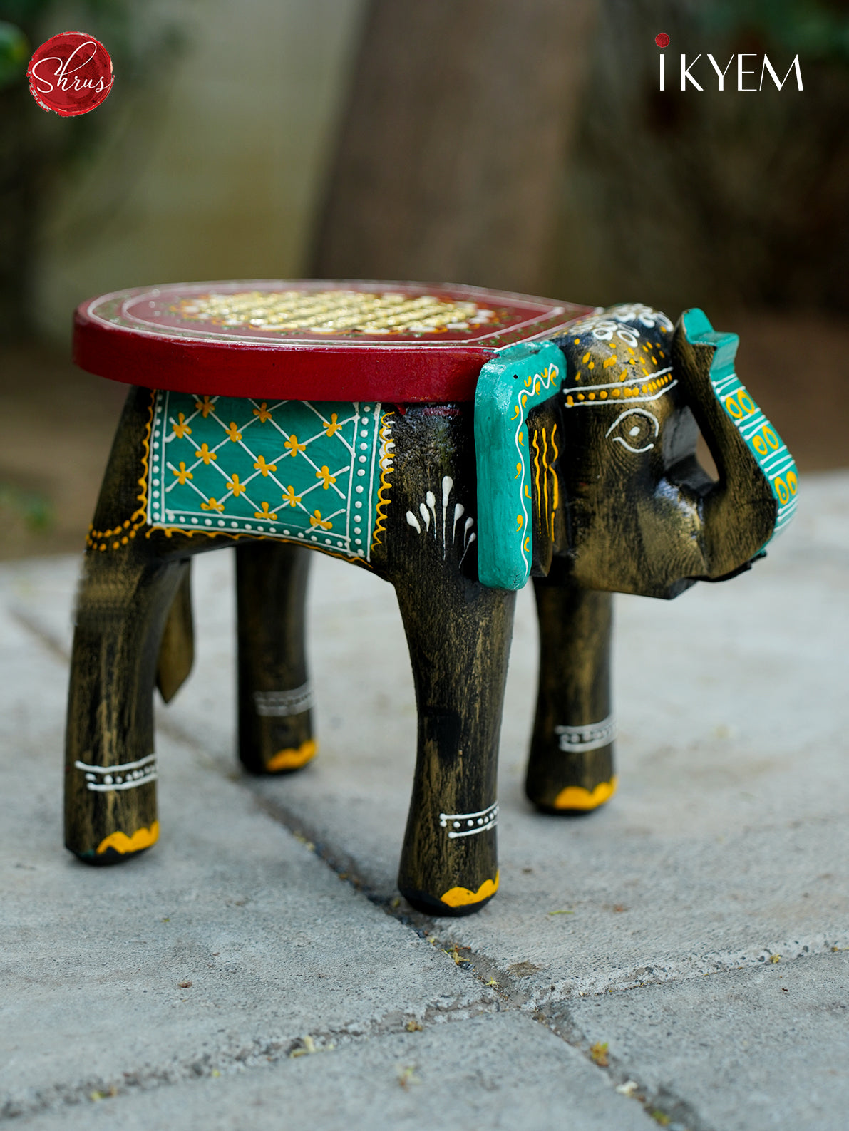 Wooden Hand painted Elephant Stool