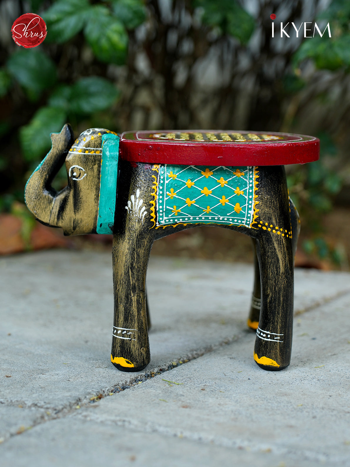 Wooden Hand painted Elephant Stool