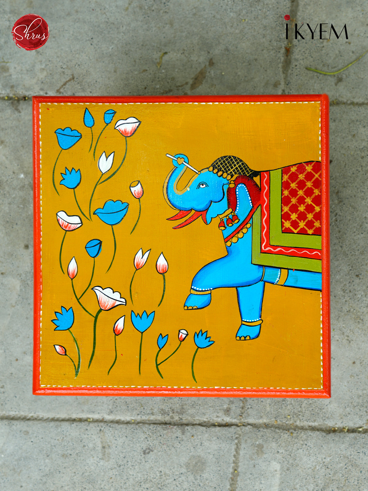 Wooden Hand painted Square Chowki