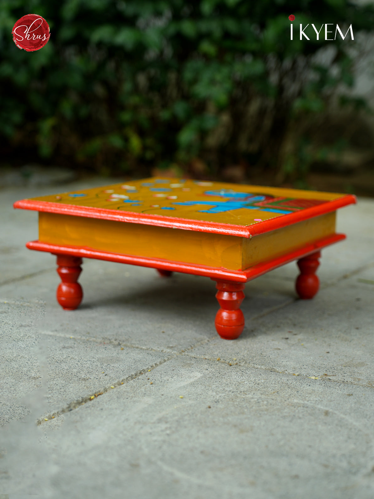 Wooden Hand painted Square Chowki