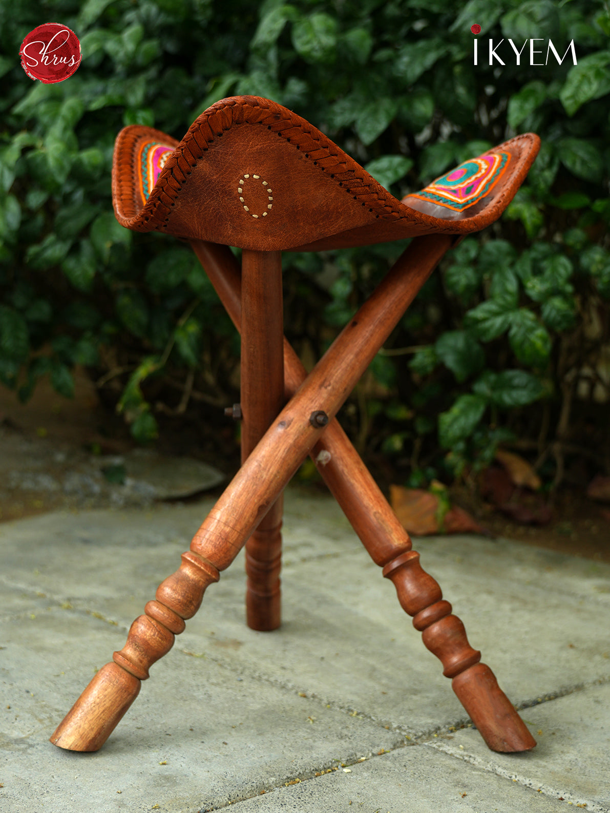 Leather Wooden Stool