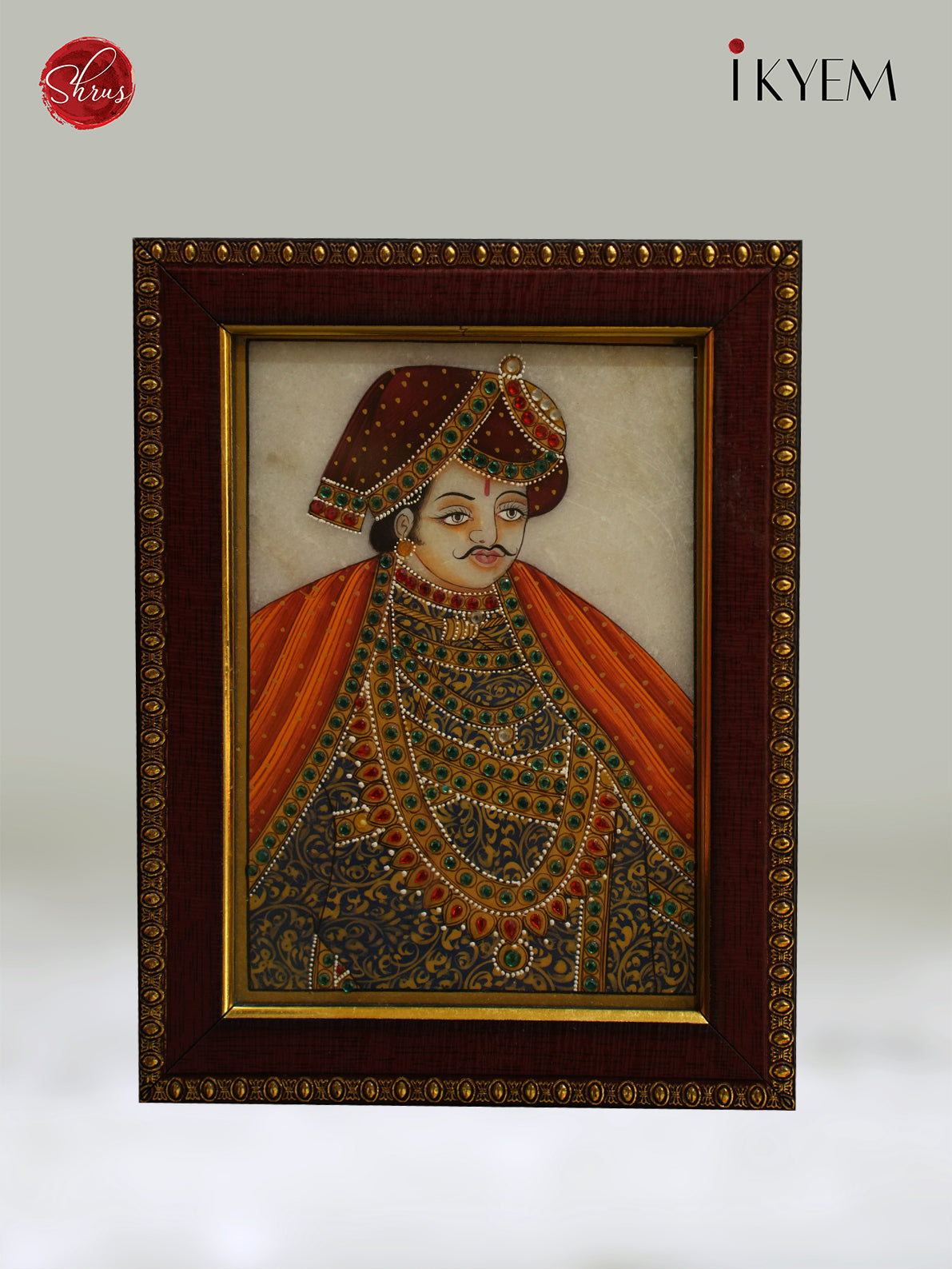Hand painted Portrait on Marble tiles with frame