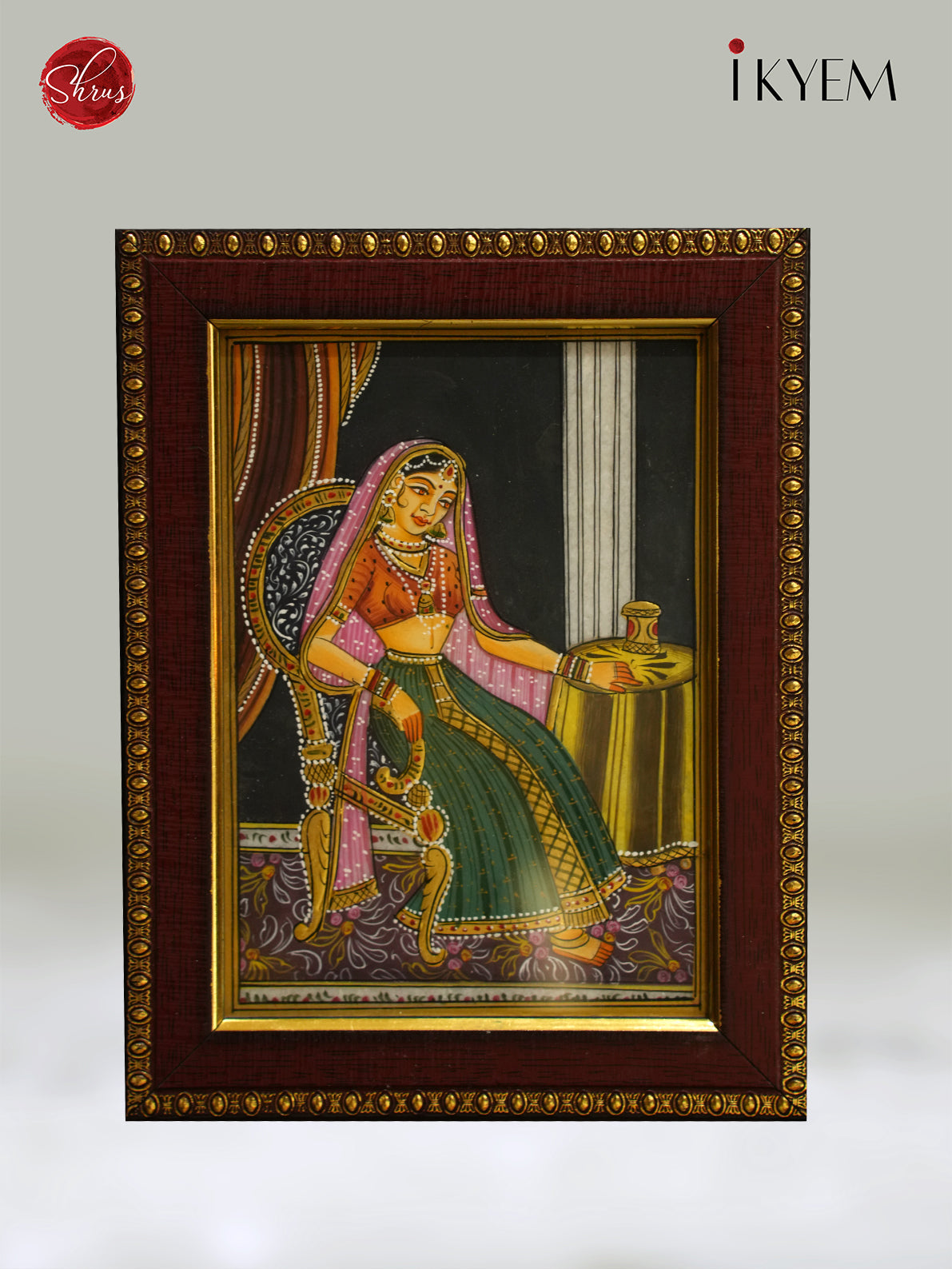 Hand Painted lady portrsit on Marble Tiles with frame