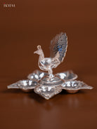 Adorable 2.5 Inch German Silver Peacock Diya 