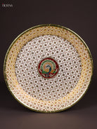 Adorable White Meenakari Latice Printed Round Plate 2