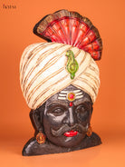 Artfull Hand Carved Karuppu Swamy Face Wooden Idol 1
