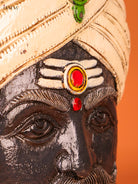 Artfull Hand Carved Karuppu Swamy Face Wooden Idol 4