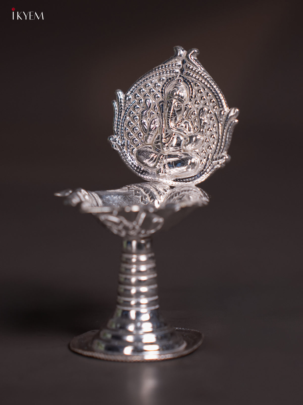 Artistic German Silver Ganesha Diya with Stand